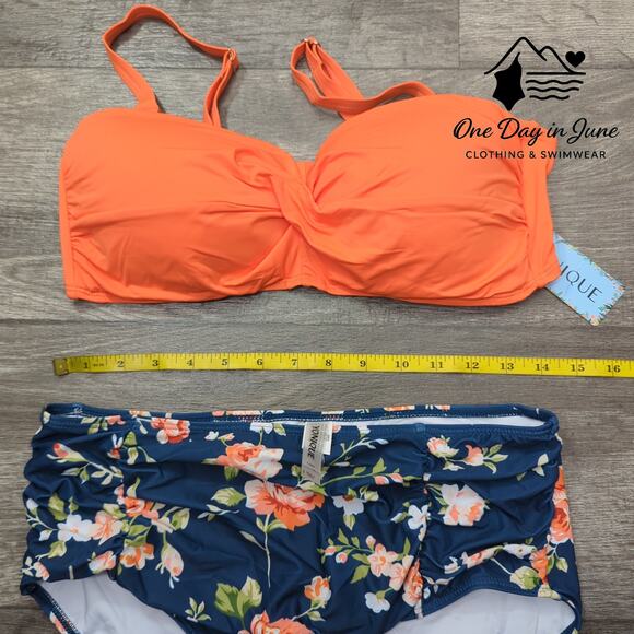 Yonique Plus Size Cross Front High Waist Bikini Swimsuit Size 12W - Picture 5 of 7